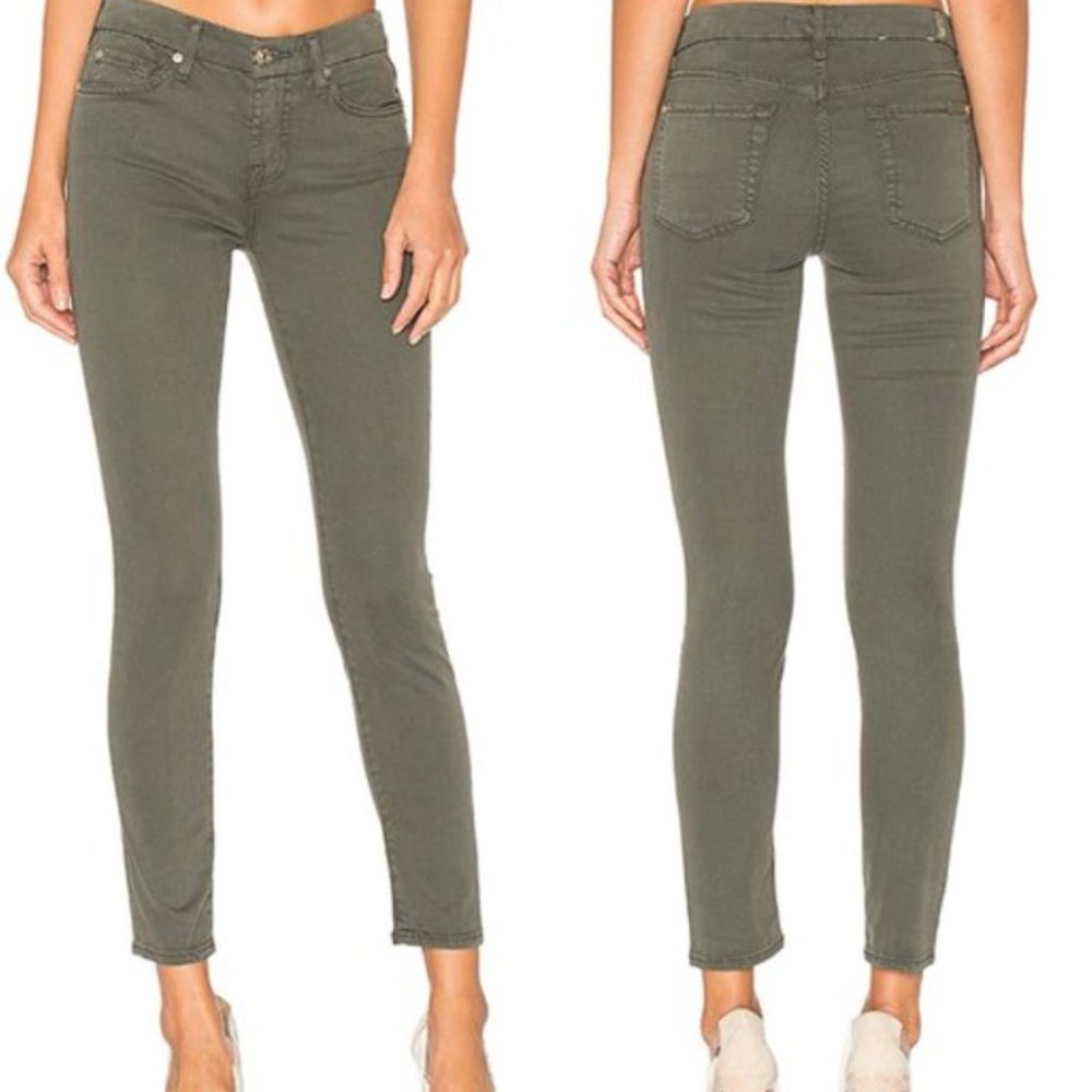 7 for all mankind olive green skinny jeans
